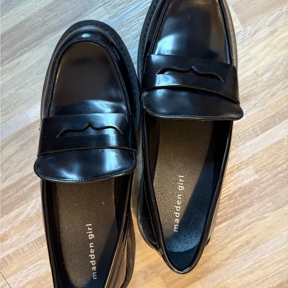 Madden Girl Glossy Black Loafers - Picture 2 of 6